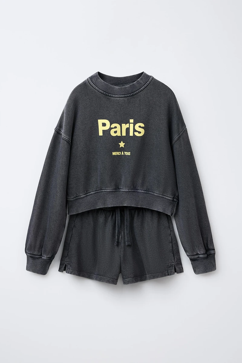 ENSEMBLE SWEAT-SHIRT ET BERMUDA À INSCRIPTION