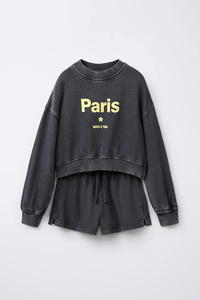 ENSEMBLE SWEAT-SHIRT ET BERMUDA À INSCRIPTION