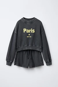 ENSEMBLE SWEAT-SHIRT ET BERMUDA À INSCRIPTION