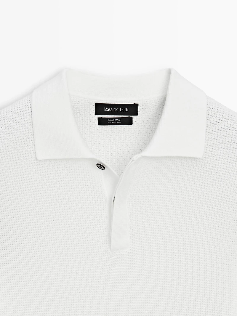 Polo en maille texturée de coton