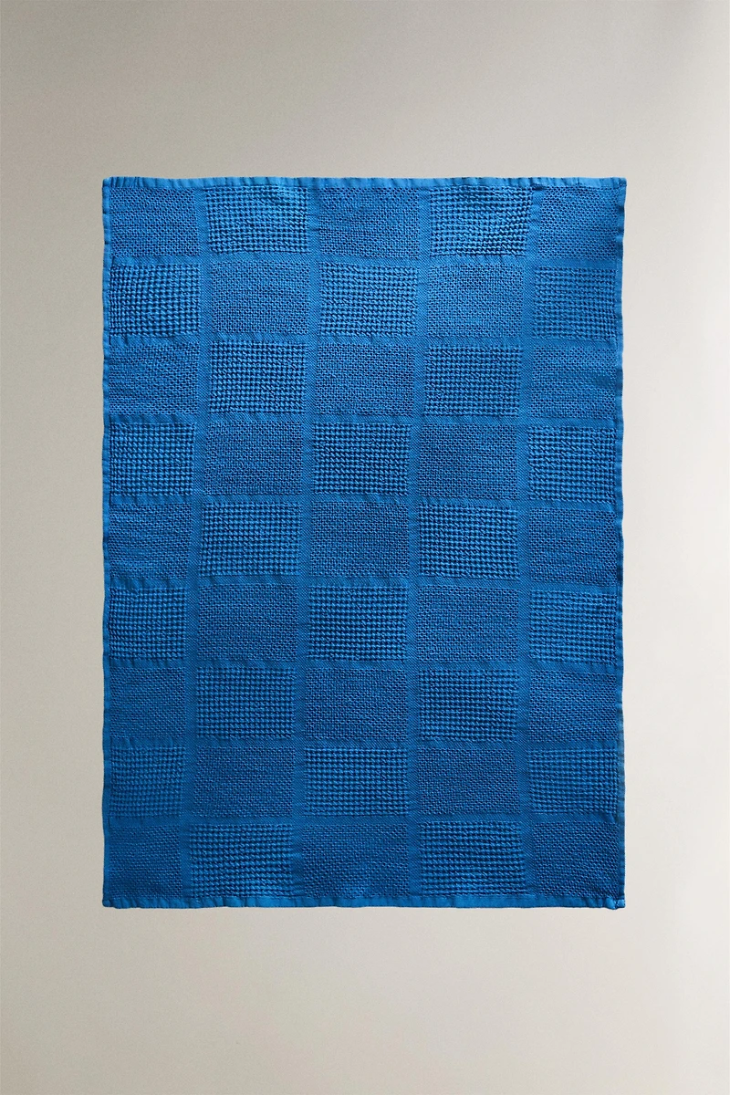 WAFFLE-KNIT COTTON KITCHEN TOWEL
