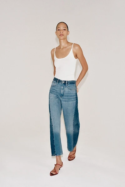 ZW COLLECTION MID-RISE RELAXED ANKLE PATCHWORK JEANS