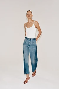 ZW COLLECTION MID-RISE RELAXED ANKLE PATCHWORK JEANS