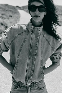 BLOUSON BOMBER EN DENIM Z1975 À COL MONTANT