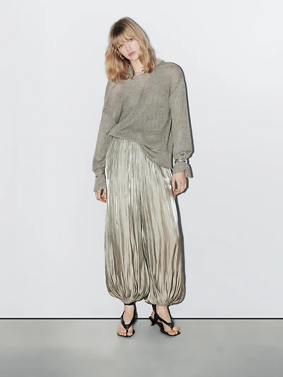 Linen blend sweater with V-shaped plunging back - STUDIO