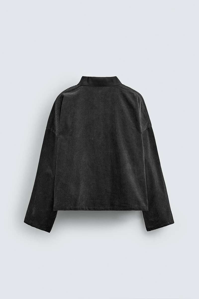 POLO EN VELOURS CÔTELÉ BRODÉ