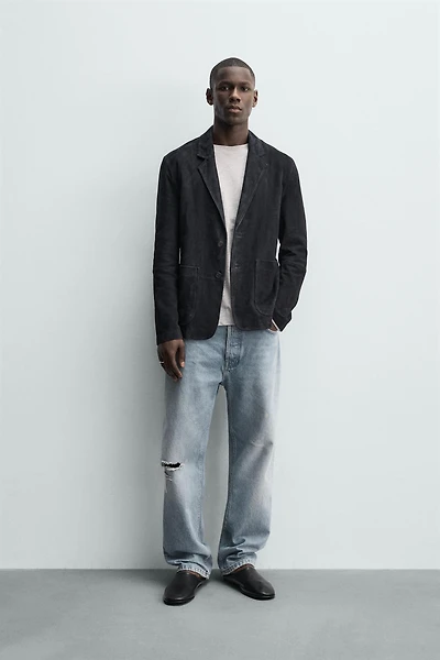 REGULAR FIT SUEDE LEATHER BLAZER