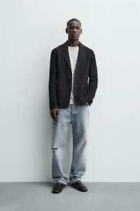 REGULAR FIT SUEDE LEATHER BLAZER