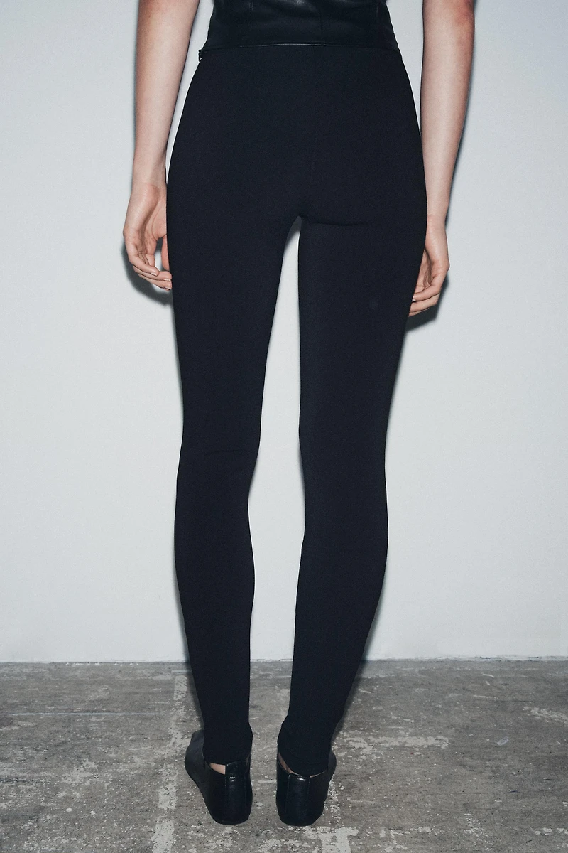 CREPE ZIPPERED LEGGINGS