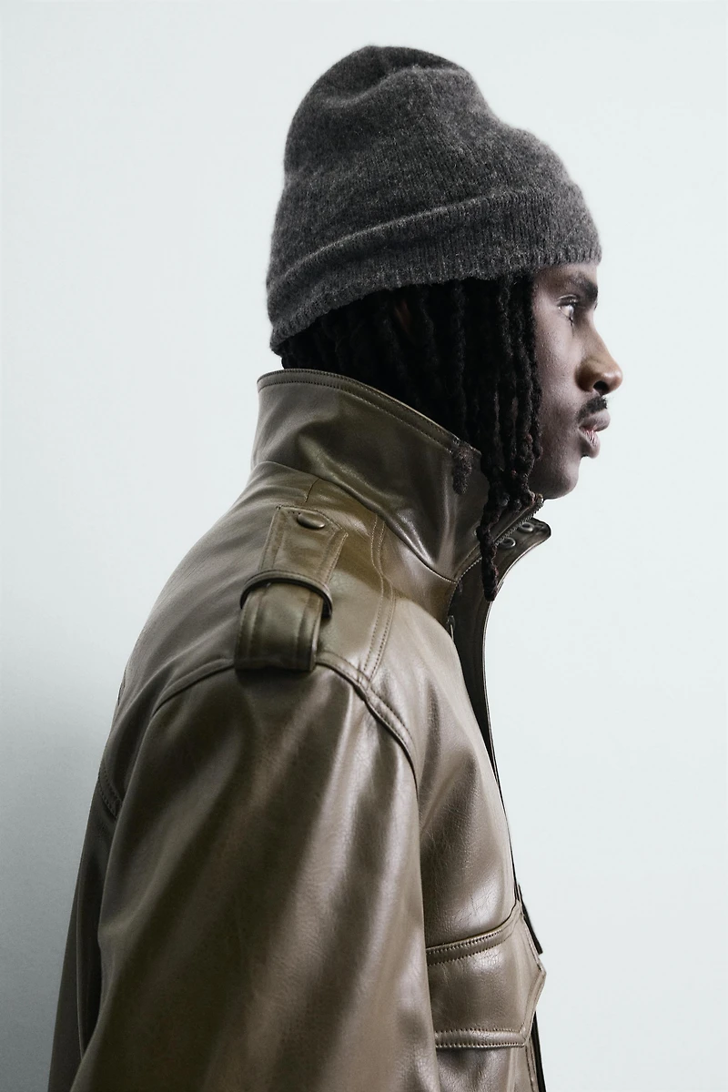 FAUX LEATHER CROPPED FIT JACKET