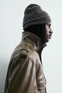 FAUX LEATHER CROPPED FIT JACKET