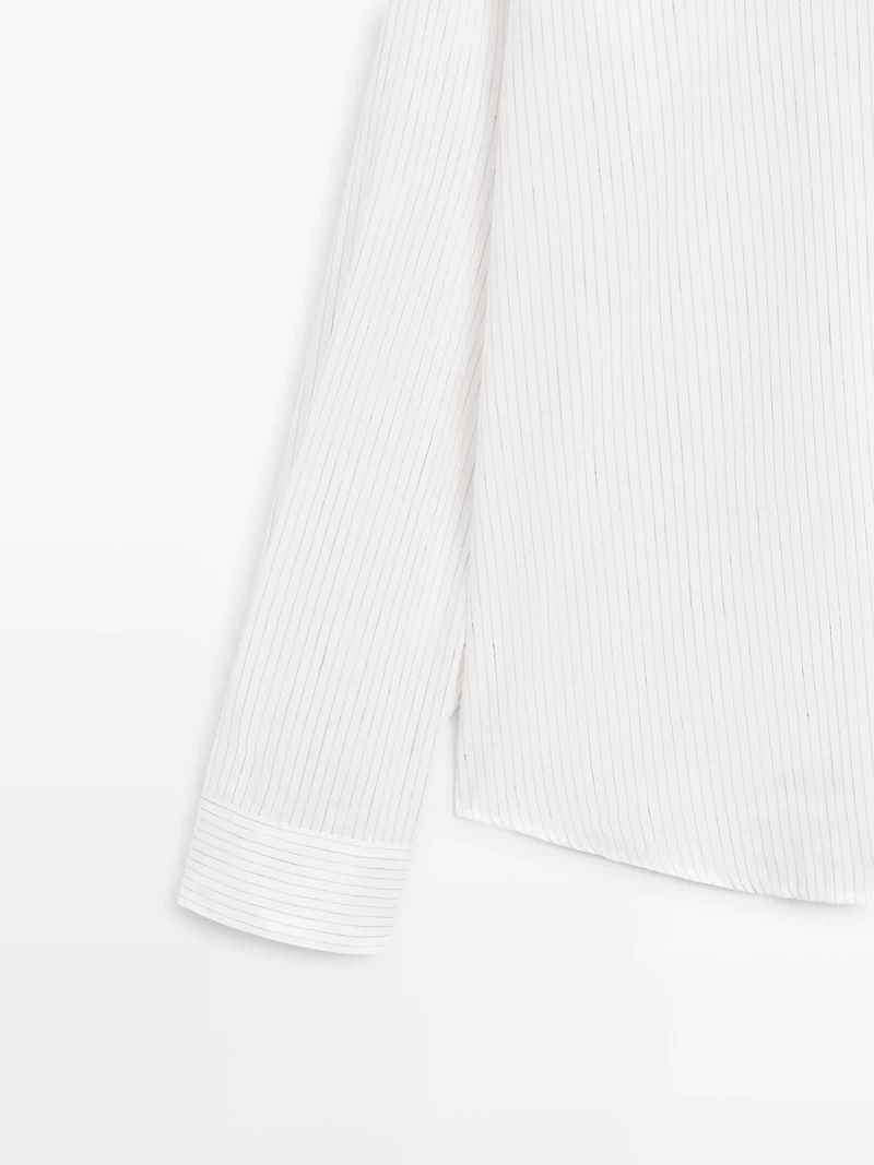 Cotton blend regular fit striped shirt