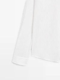 Cotton blend regular fit striped shirt