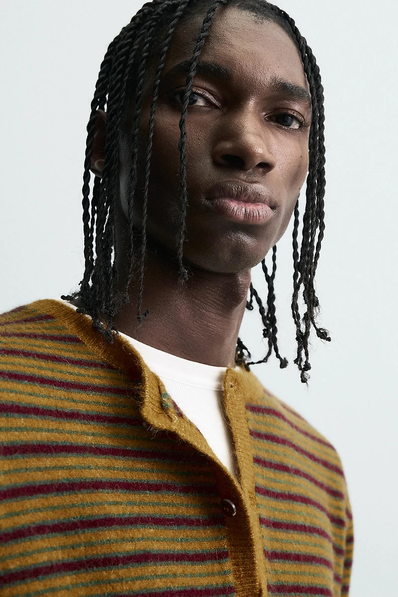 STRIPED JACQUARD CARDIGAN