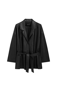 Long nappa leather jacket with tie - LIMITED EDITION