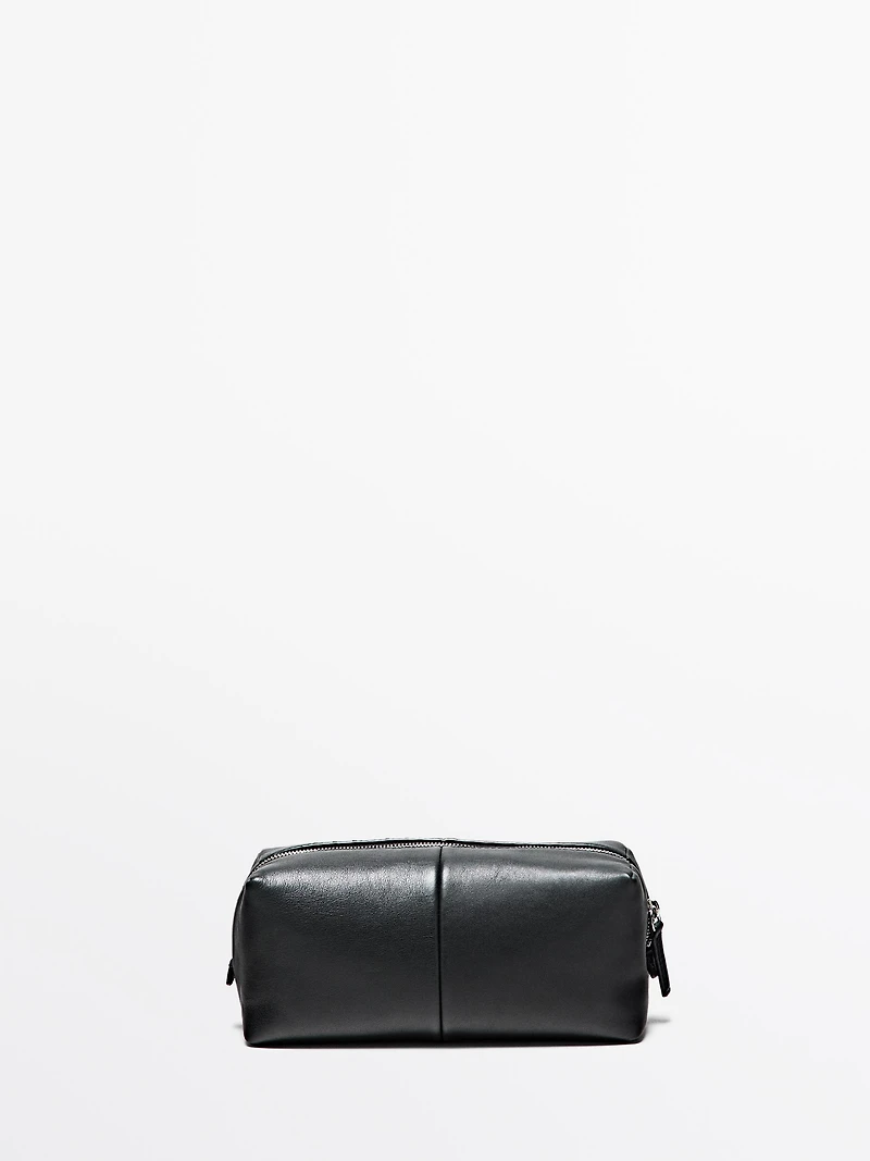 Nappa leather toiletry bag with zip