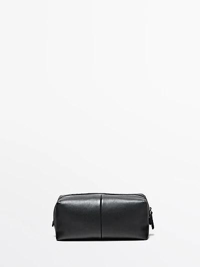 Nappa leather toiletry bag with zip