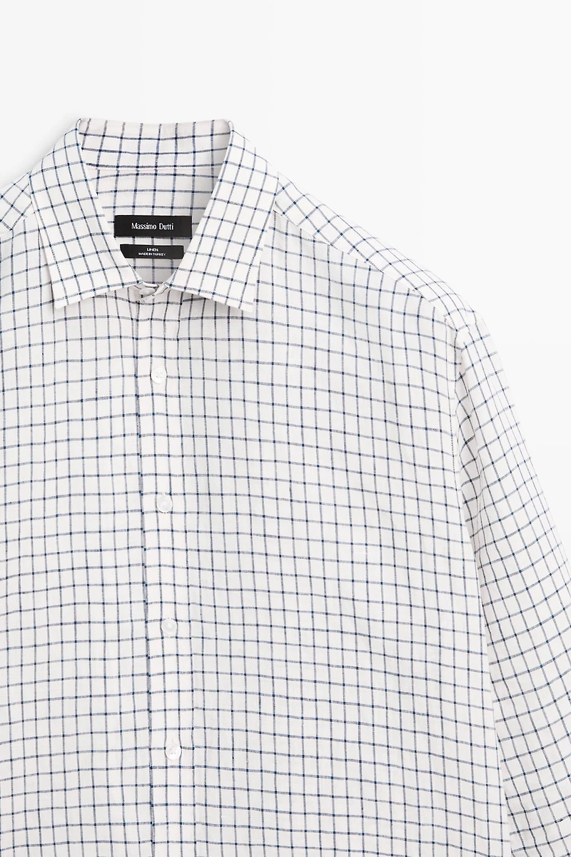 100% linen regular-fit check shirt