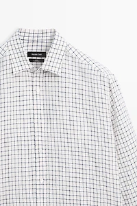 100% linen regular-fit check shirt