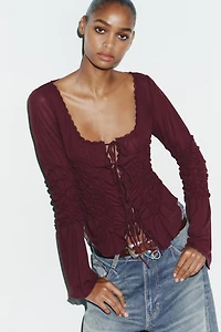 RUCHED TIE TOP
