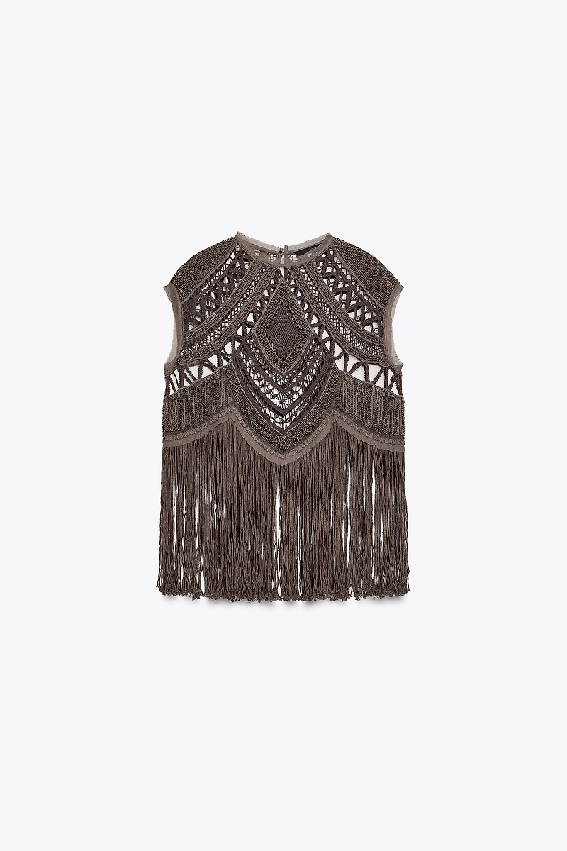 ZW COLLECTION BEADED CROCHET TOP