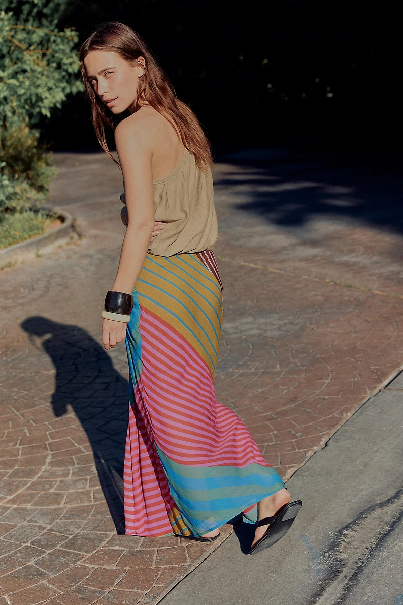 DRAPED STRIPED PAREO SKIRT