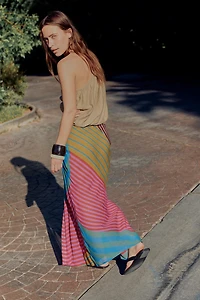 DRAPED STRIPED PAREO SKIRT