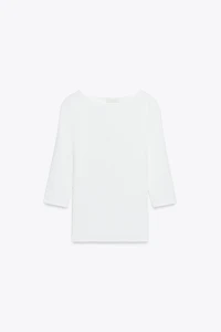 T-SHIRT COL BATEAU EN COTON