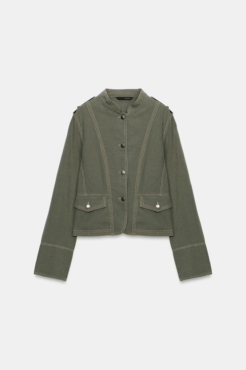 FLOWY TOPSTITCHED BLAZER