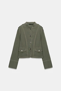 FLOWY TOPSTITCHED BLAZER