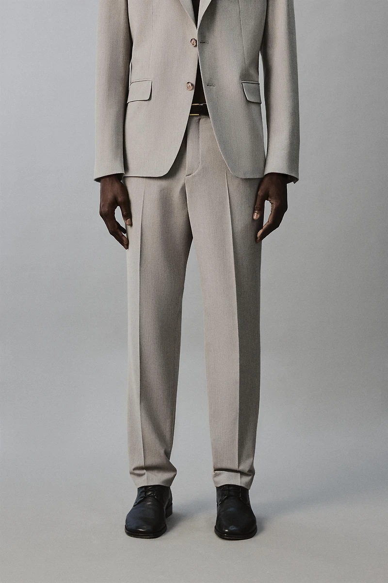 REGULAR FIT TEXTURED SUIT PANTS