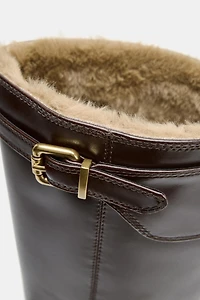 BUCKLED WATER REPELLENT LEATHER BOOTS