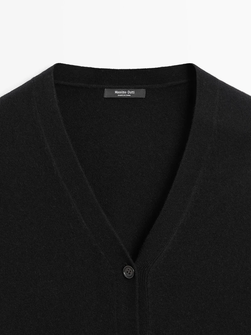 Wool blend V-neck knit cardigan