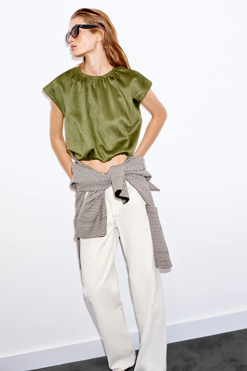 FAUX SUEDE BALLOON TOP