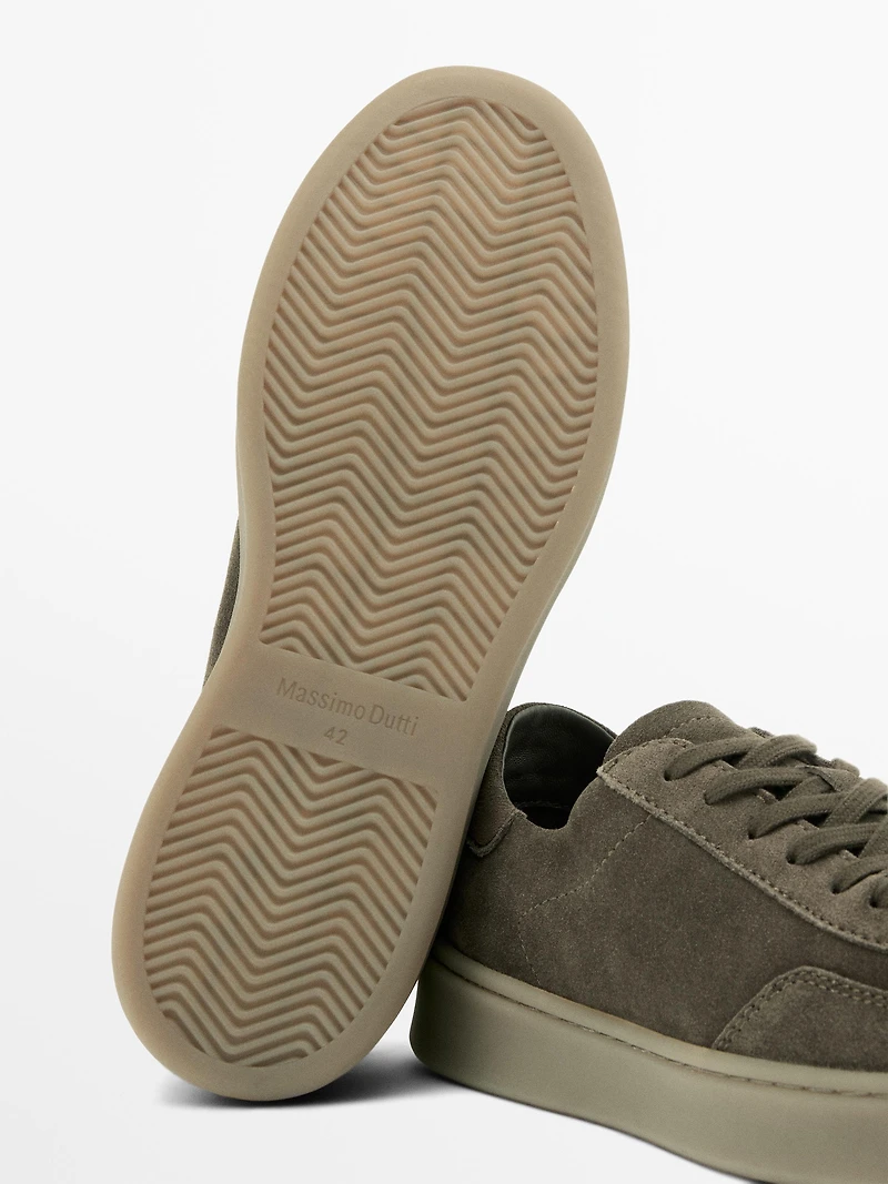 Split suede leather trainers