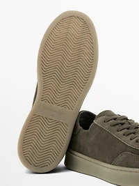 Split suede leather trainers