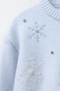PULL EN MAILLE FLOCONS DE NEIGE