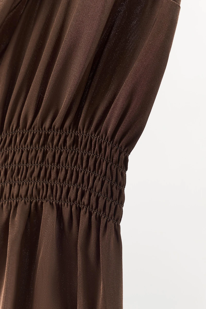 RUCHED SATIN DRESS