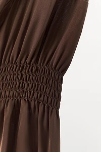 RUCHED SATIN DRESS