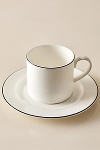 TASSE À THÉ ET SOUCOUPE BONE CHINA FILET NOIR