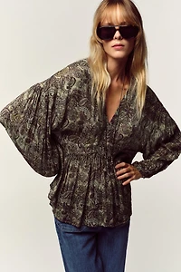 METALLIC THREAD PRINT BLOUSE
