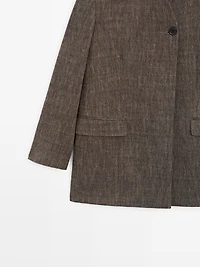 Flecked wool blend coat with high collar