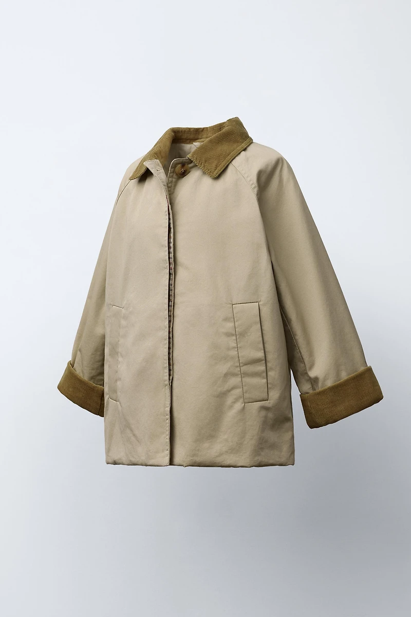 CORDUROY COLLAR TRENCH COAT