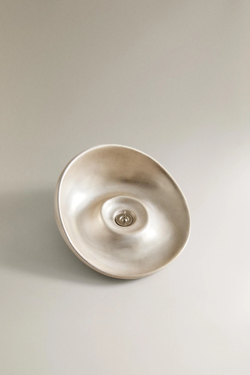 BOUGEOIR CÉRAMIQUE ARGENT NOËL