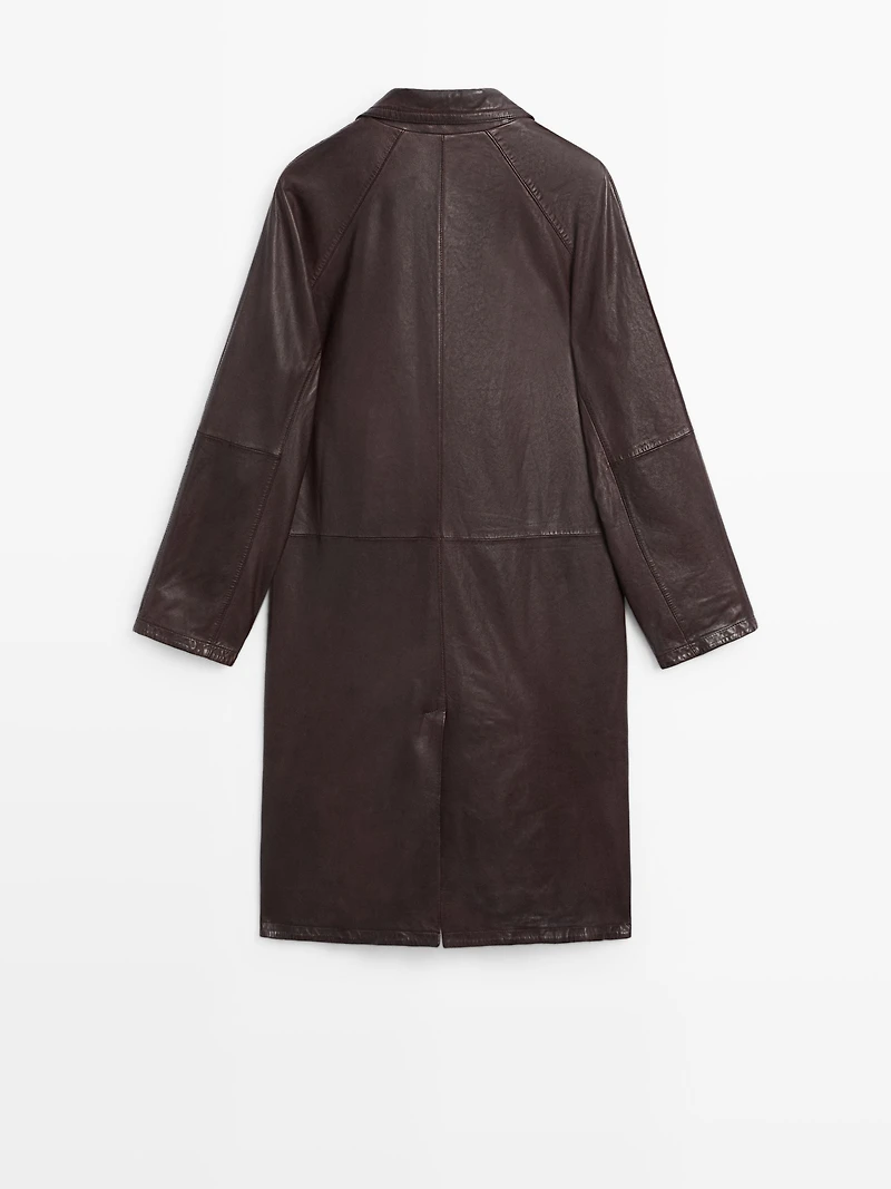 Manteau long en cuir nappa
