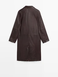 Manteau long en cuir nappa
