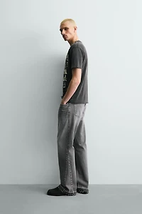 WASHED PRINT KNIT T-SHIRT