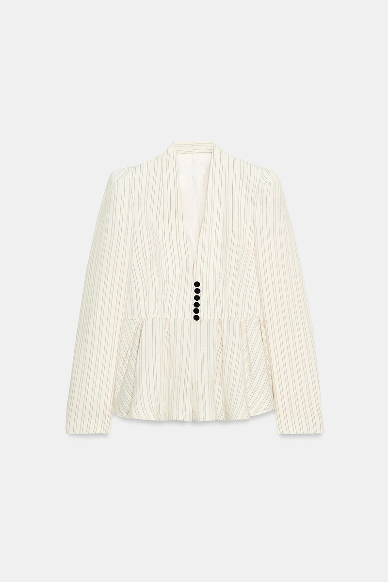 STRIPED PEPLUM BLAZER