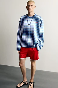 STRIPED JACQUARD EMBROIDERED T-SHIRT