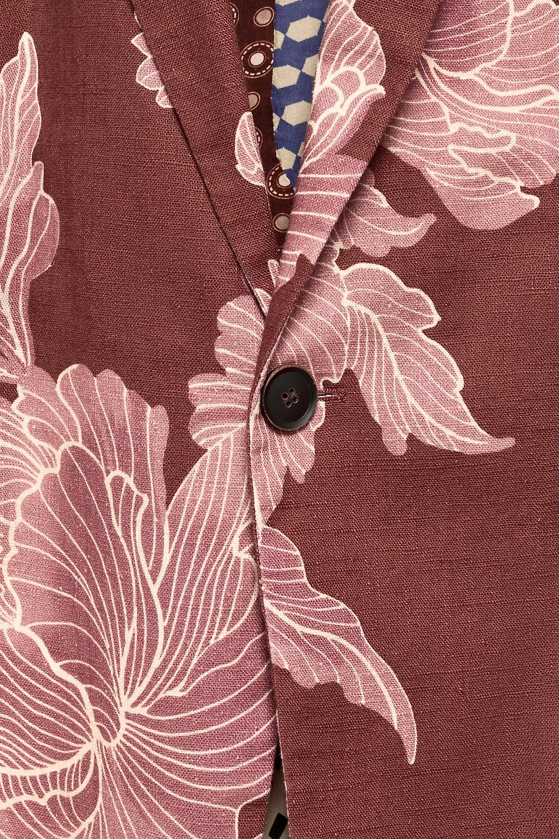 LIMITED EDITION PRINTED LINEN-COTTON RELAXED FIT BLAZER